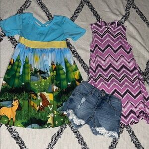 Spirit Size 6-7T Dress Justice 6/7 Chevron Dress and SO Denim Shorts Size 7